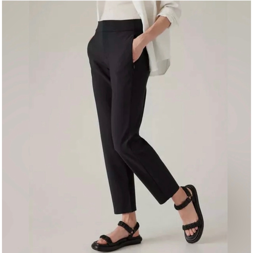 Athleta Stellar Trouser Black Flat Front Stretch Ankle Pants Size 4 - Picture 2 of 10